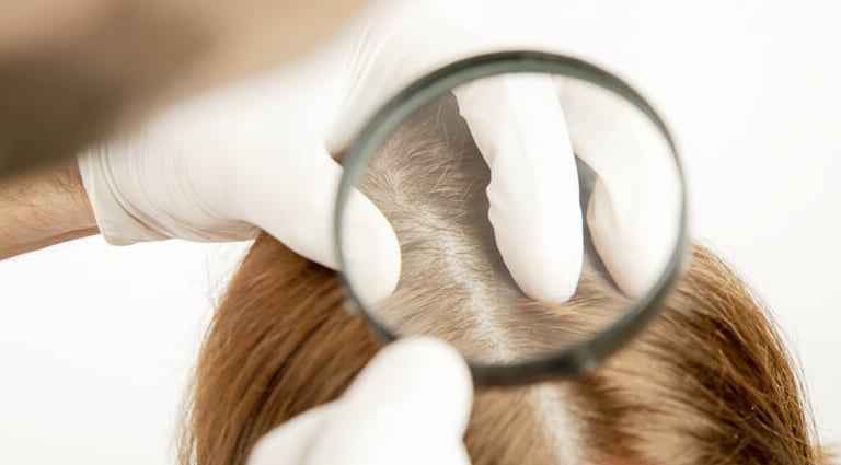 conducting hair and scalp assessments and evaluation for hair loss