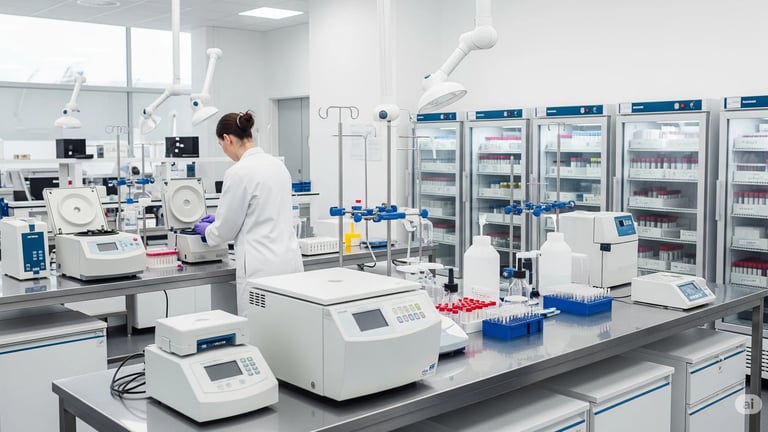 a woman in a lab coat and a lab coat