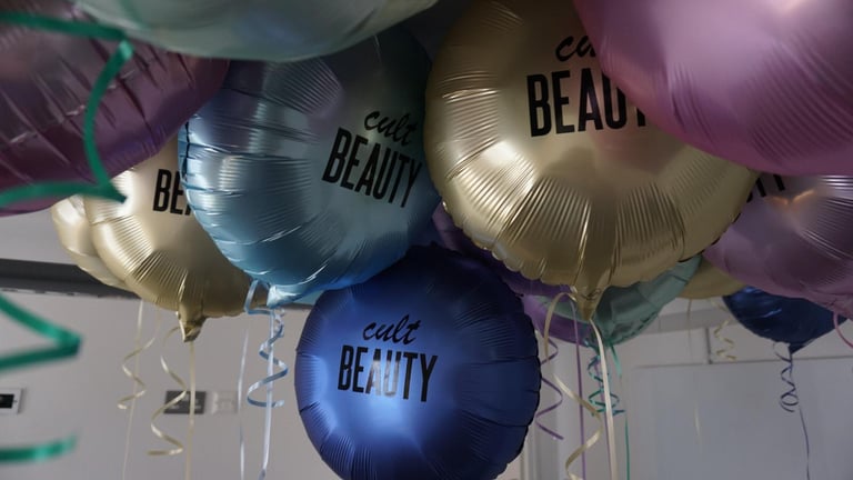 Cult beauty branded balloon