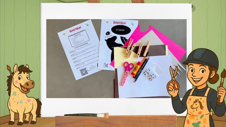 Übersicht Bastelzubehör fürs Wäscheklammer Pferd