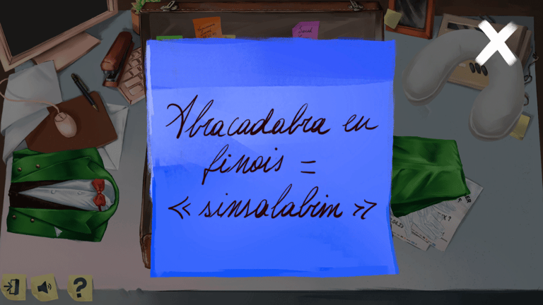 Post-it contenu dans une des valises du jeu vidéo Bagage Bagage