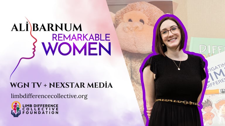 Text Ali barnum remarkable women wgn nexstar media limbdifference collective.org and logo image of g