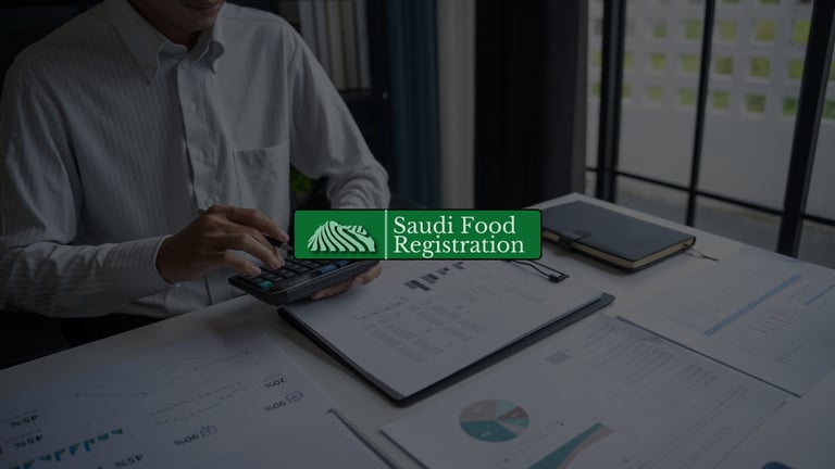 SFDA compliance dashboard concept showing analytics, documents, and data review for Saudi Food Registration processes