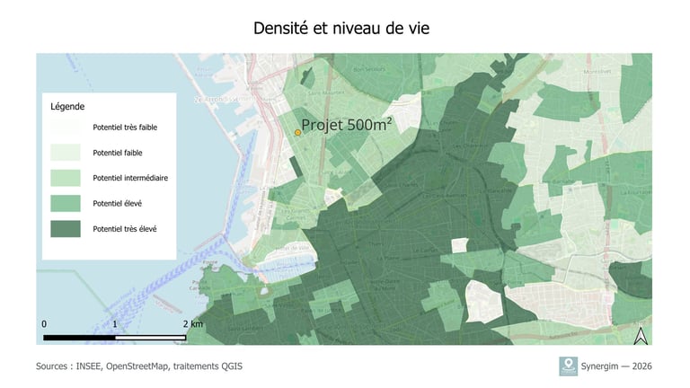 Cartographie du potentiel de marché pour l'implantation d'un commerce à Marseille