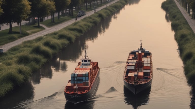 a large boat floating on top of a large body of water