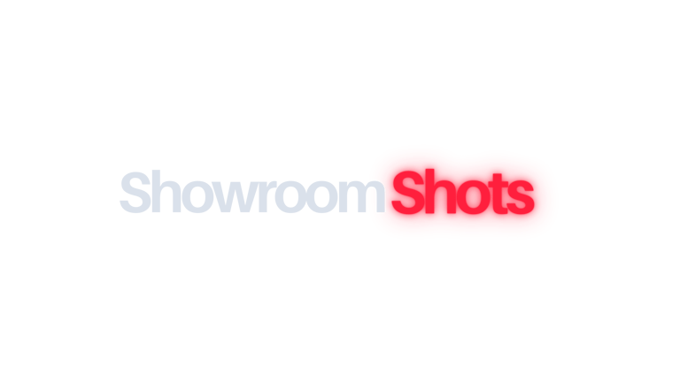 Showroom Shots company logo featuring gray and glowing red typography on a clean background.