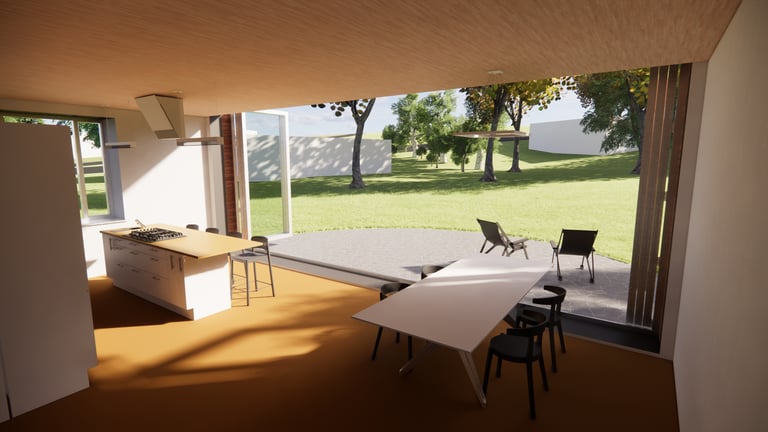 a dining room with a table and chairs