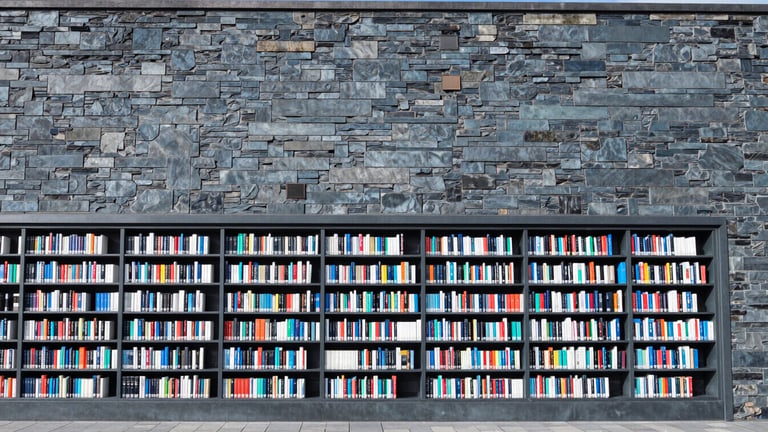 Wide architectural shot of modern community library in Dublin, cool natural daylight, slate tones, high clarity, 35mm