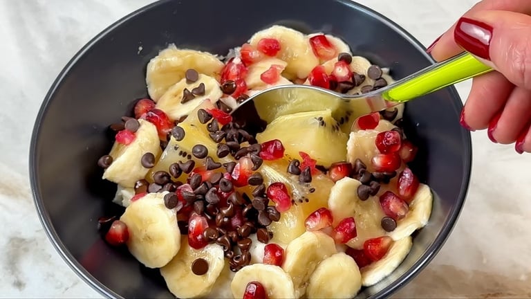 Add the topings to the coconut rice cream