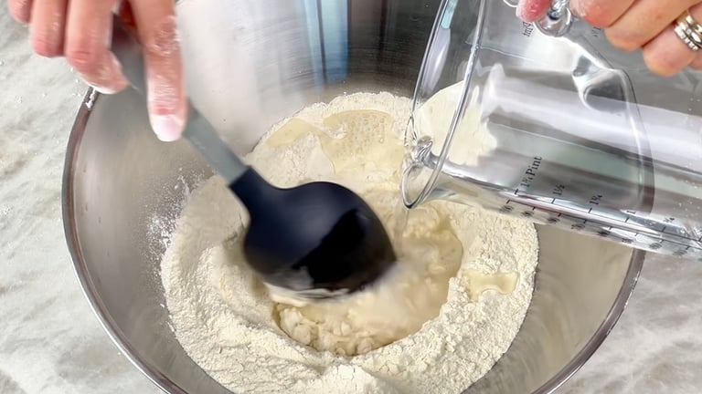 Combine flours and yeast with some room temperature water