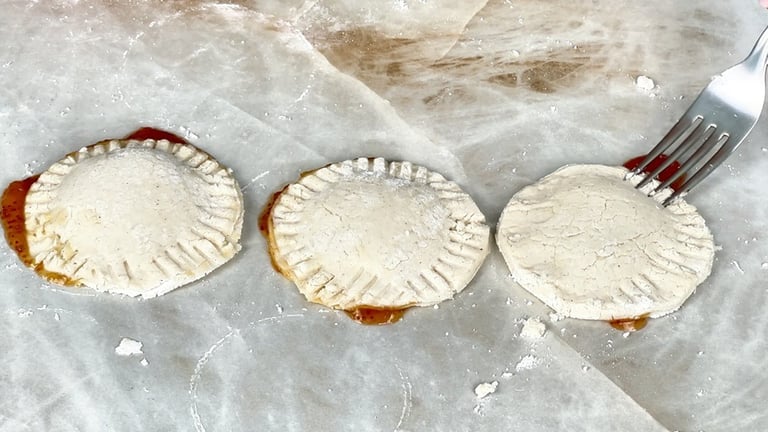 Seal the focaccia with a fork