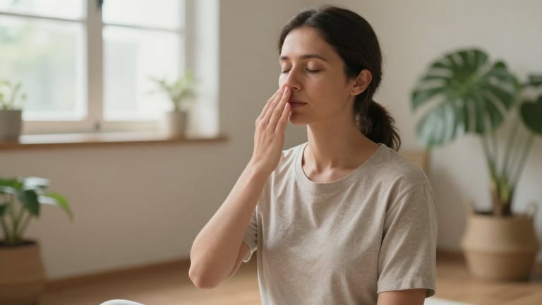 Alternate nostril breathing Nadi Shodhana technique for balancing brain hemispheres