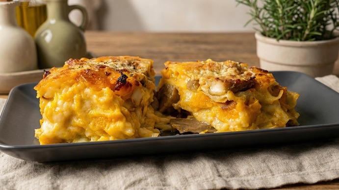 Lasagna di zucca e funghi