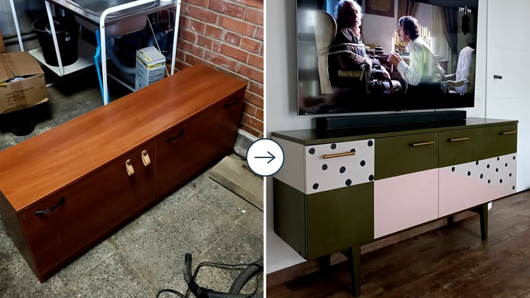 komodos dažymas – prieš ir po atnaujinimo