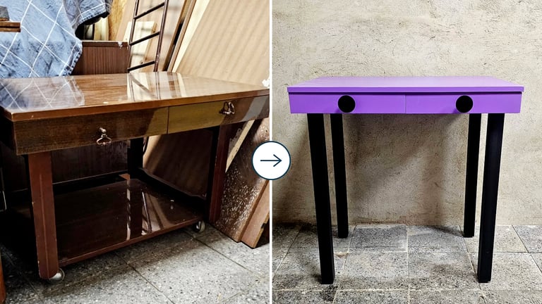 stalo dažymas – prieš ir po atnaujinimo