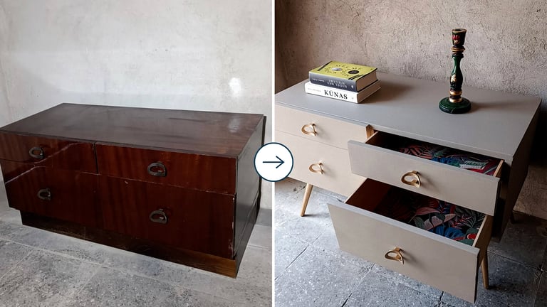 komodos dažymas – prieš ir po atnaujinimo