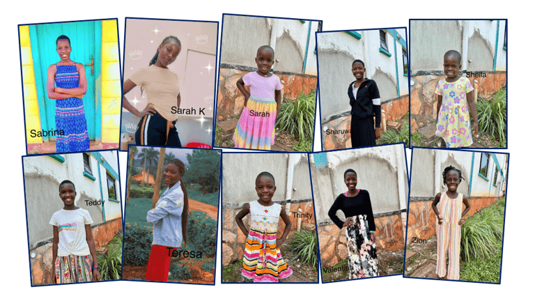 Fotocollage der Mädchen im Mirembe Cottage of Street Girls