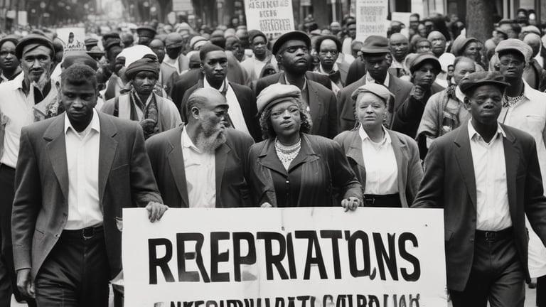 a group of people walking down a street