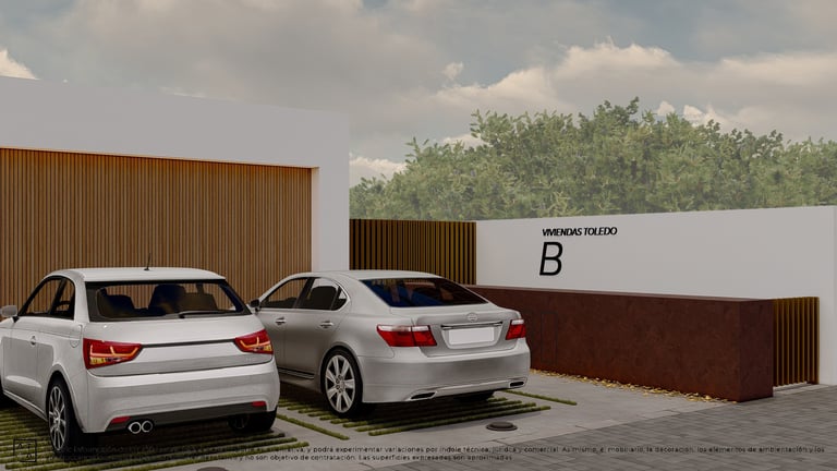 two cars parked in front of a building