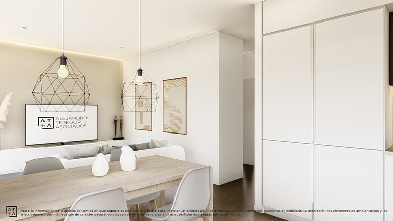 a dining room with a television and a television