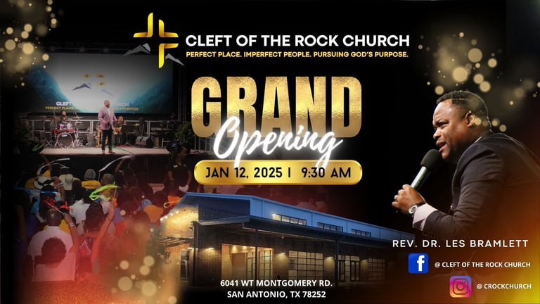 Cleft of the Rock Church Grand Opening flyer
