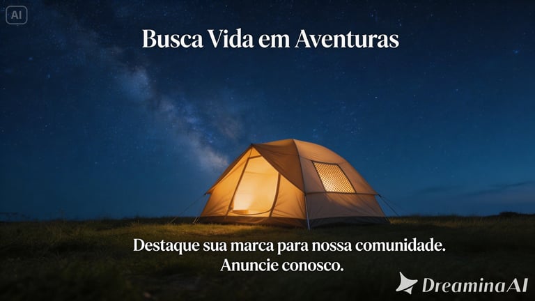 Illuminated camping tent under a starry night sky with Milky Way for outdoor adventure advertising.