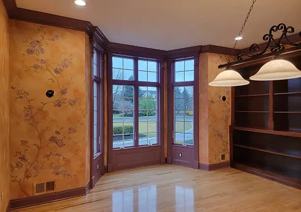 plaster and hand painted flowers wall finish in colts neck nj by marcine