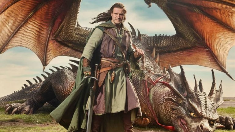 Un héros légendaire terrasse un dragon