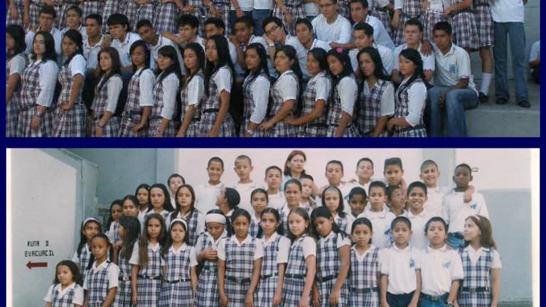 a group of young students in school uniforms