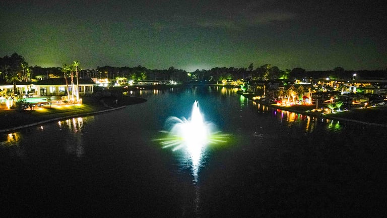 Night-time Lake Osprey: Paddle out for kayaking or paddleboarding adventures.