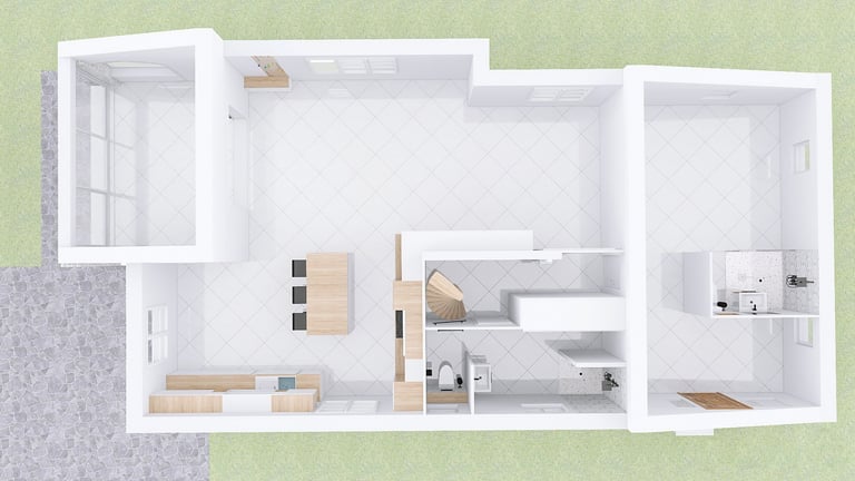 Une axonométrie 3D épurée en immobilier