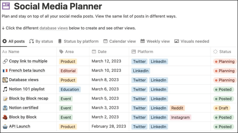 Notion Content Database