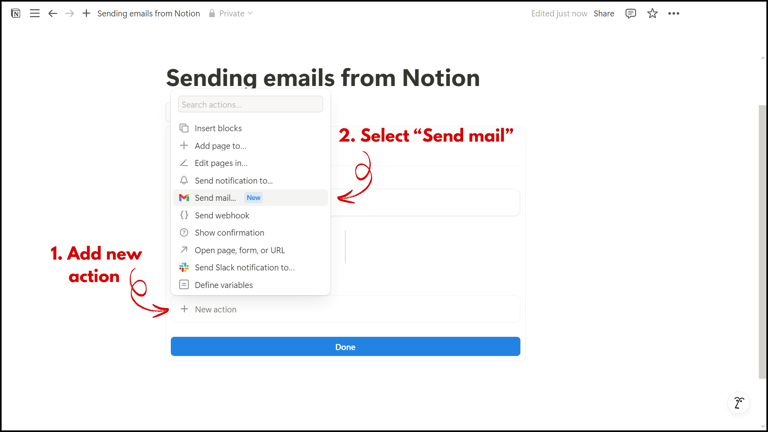 Notion Email Action