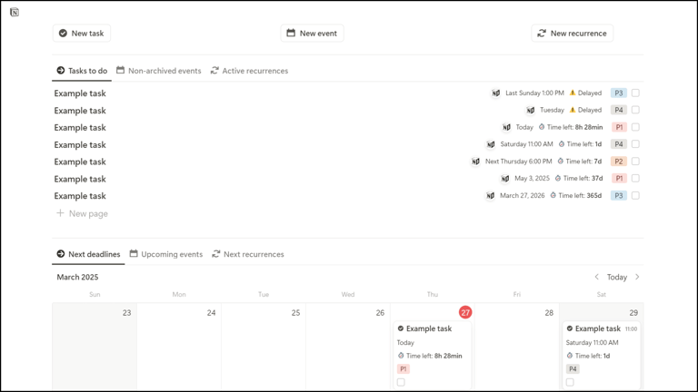 Notion Tasks Dashboard