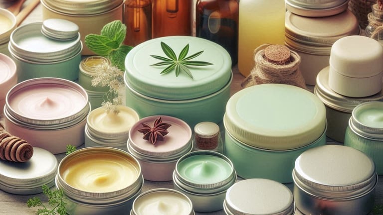 a variety of different types of body care products in various tins