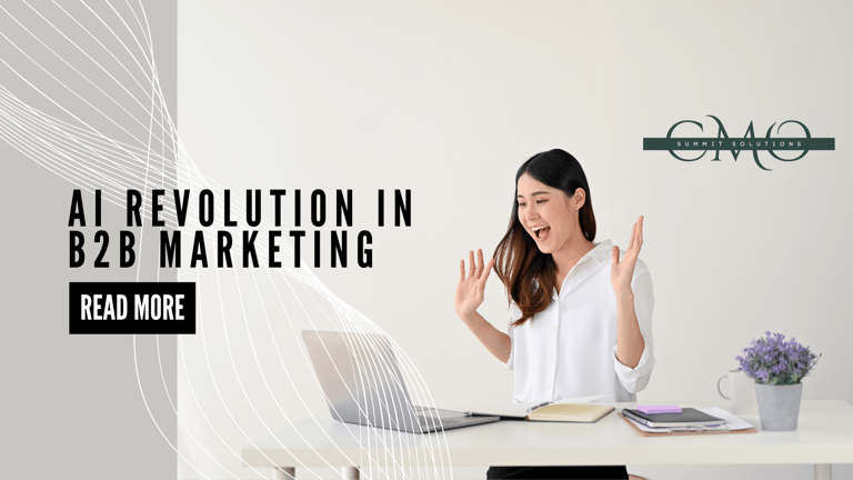 AI revolution in B2B marketing woman at her laptop excited about possibilities