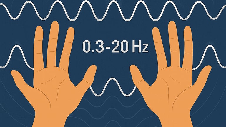 Expérience mesurant la fréquence électromagnétique des mains de magnétiseurs entre 0,3 et 20 Hz