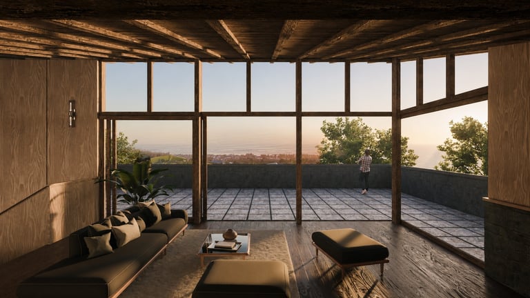 Perspective 3D intérieur d'une maison individuelle à Saint-Leu, La Réunion