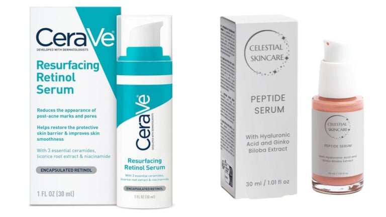 CeraVe resurfacing Retinol Serum & Celestial Skincare Peptide Serum