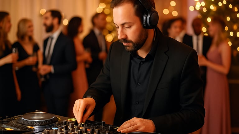 dj poniendo música en evento coorporativo