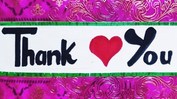 Hand-made card with Thank You on it.