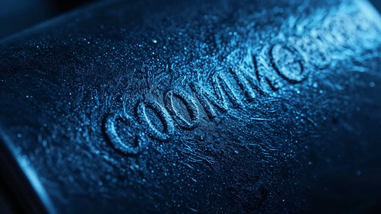 Sharp macro photography of treated metal surface showing zero corrosion or wear after five years of salt spray testing, high-contrast cool studio lighting, deep navy and electric cyan tones, extreme close-up, 35mm