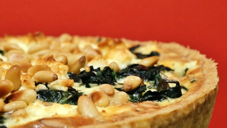 Toasted Pine Nut, Spinach, & Feta Quiche