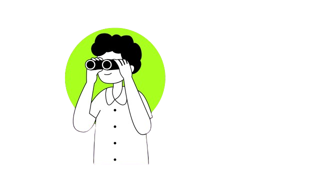 Graphic image of person finding using binoculors