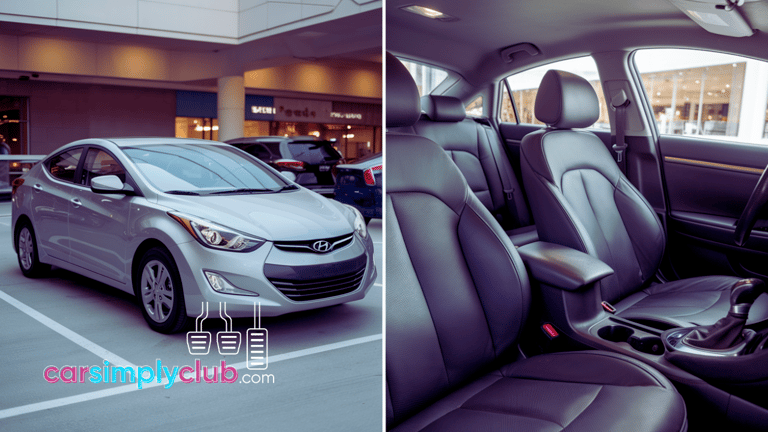 a split screen of a 2015 Hyundai Elantra Exterior interior