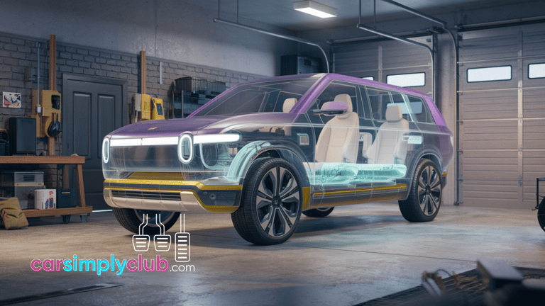 A transparent EV highlighting a EV battery design