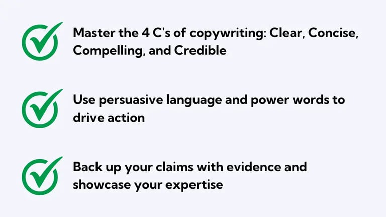 master the 4 Cs of copywriting: clear, concise, compelling, credible