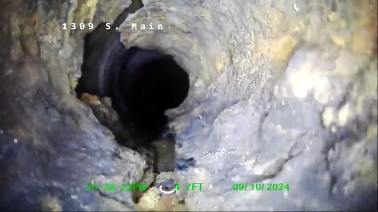 Example of an extreme crack in the cast iron where the sewer leaves the house