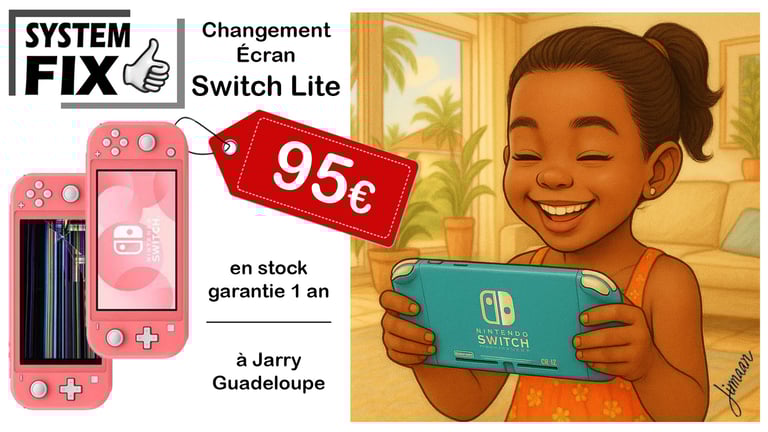 réparation écran switch lite en guadeloupe