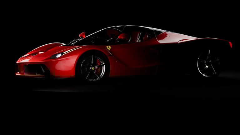 Direct side view of a La Ferrari 3d model created for an ad